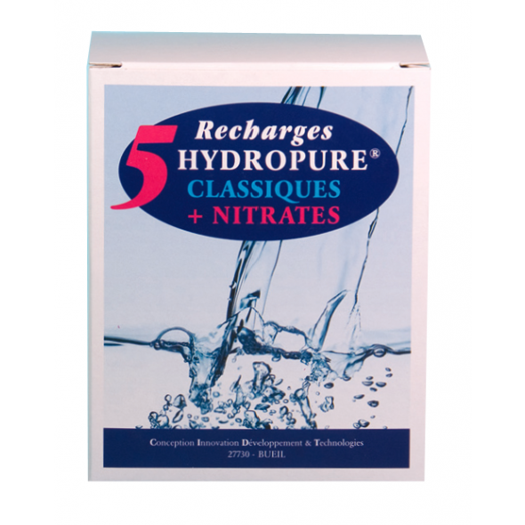 Recharges classiques et nitrates cartouche ronde ou ovale 125ml lot de 5 HYDROPURE