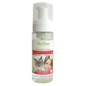 Shampooing naturel chat crème de mousse : protection tiques et puces 150ml VERLINA