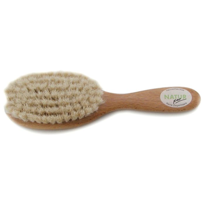 Brosse bébé 18cm en hêtre ciré. poils de chèvre