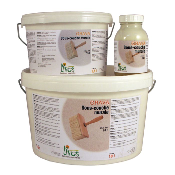 Sous-couche naturelle murs et plafonds GRAVA à partir de 0,5L (1L/34m2) Livos