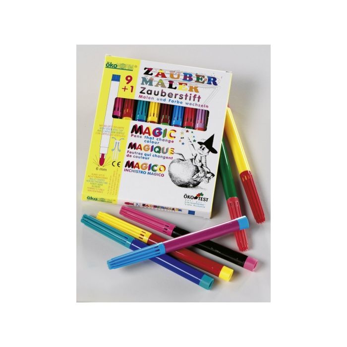 Feutres magiques: 9 couleurs + 1 effaceur