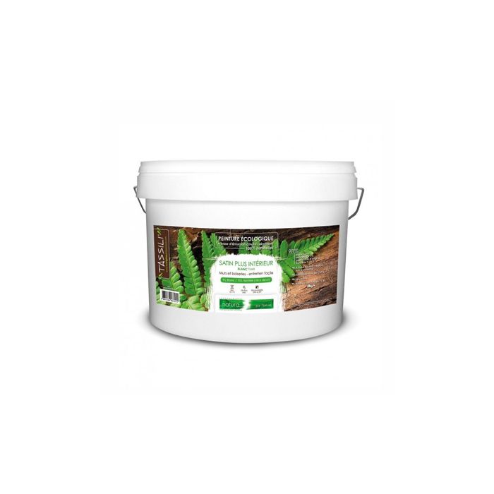 Peinture naturelle blanche satinée, murs et boiseries intérieur lavable Natura (9L/160m2)