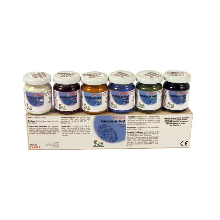 Peinture naturelle enfant aux doigts SALIS (6 pots de 0.05L)