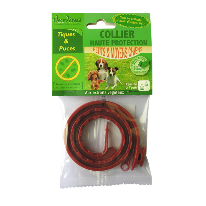 Collier anti-tiques et puces chien origine végétale réglable: 25 à 60cm VERLINA