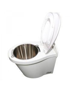 Toilette sèche à compost en bois blanc avec seau inox 15L Ziya