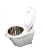 Toilette sèche à compost en bois blanc avec seau inox 15L Ziya