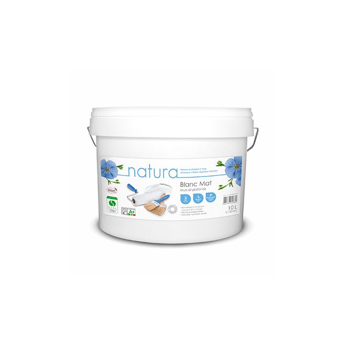 Peinture blanche mate murs intérieur 10L Natura